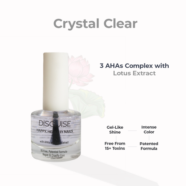 Crystal Clear 100 - Top Coat, 21 TOXIN FREE | WITH AHA & LOTUS EXTRACT | INTENSE COLOR