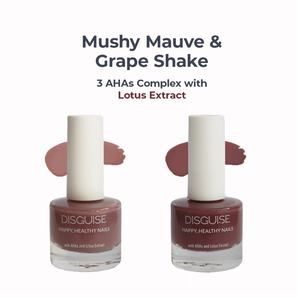 Mushy Mauve 109 + Grape Shake 108 - Nail Colour, 21 TOXIN FREE | WITH AHA & LOTUS EXTRACT | INTENSE COLOR