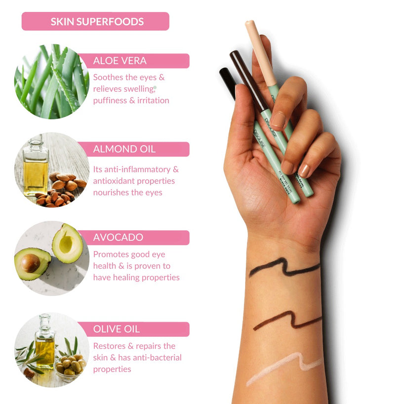 All Day Gel Kajal Black, Brown and Nude Combo: SMUDGEPROOF | INTENSE COLORS | OPTHALMOLOGICALLY TESTED